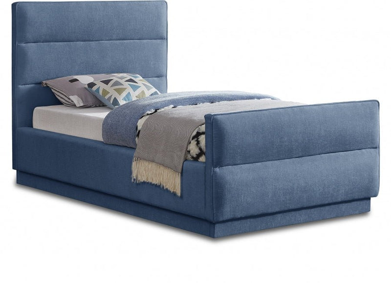 Paxton Chenille Fabric Twin Bed (3 Boxes) Light Blue - Gate FurnitureTwin Bed