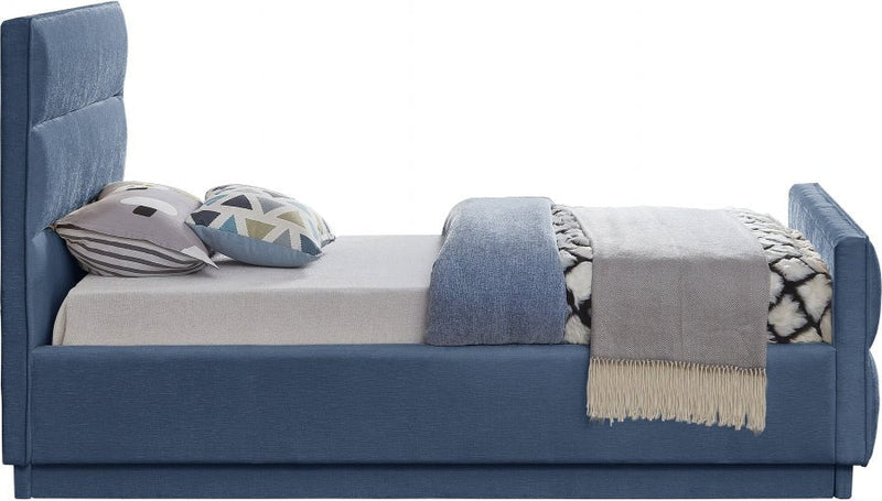 Paxton Chenille Fabric Twin Bed (3 Boxes) Light Blue - Gate FurnitureTwin Bed