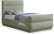 Paxton Chenille Fabric Twin Bed (3 Boxes) Mint - Gate FurnitureTwin Bed