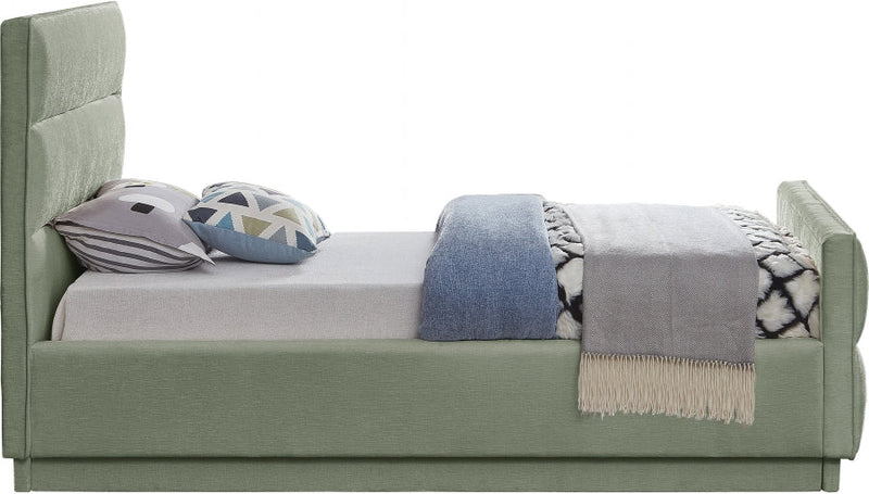 Paxton Chenille Fabric Twin Bed (3 Boxes) Mint - Gate FurnitureTwin Bed