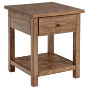 Payne 1-drawer Wood End Table with Shelf Distressed Brown - 710547