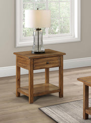 Payne 1-drawer Wood End Table with Shelf Distressed Brown - 710547