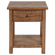 Payne 1-drawer Wood End Table with Shelf Distressed Brown - 710547