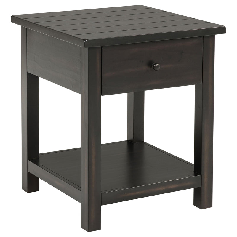 Payne 1-drawer Wood End Table with Shelf Distressed Java - 710567