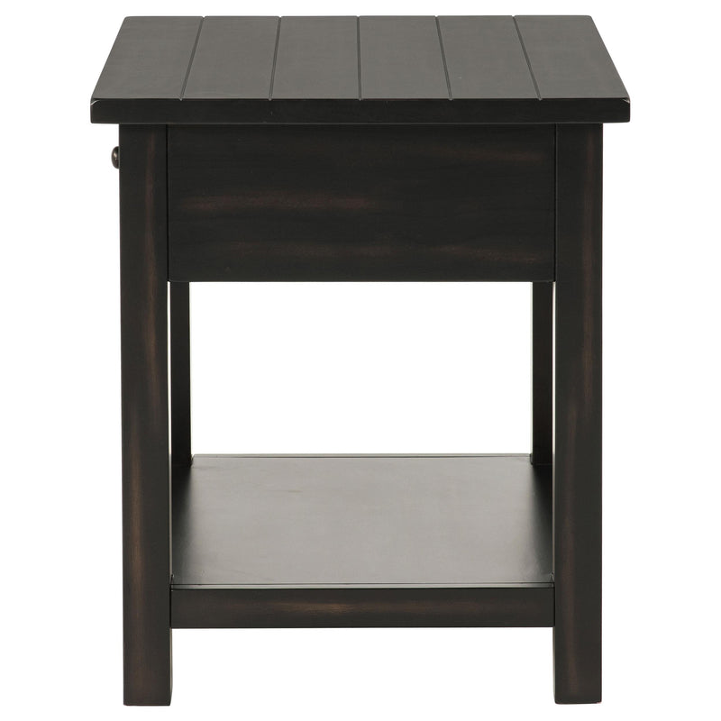 Payne 1-drawer Wood End Table with Shelf Distressed Java - 710567