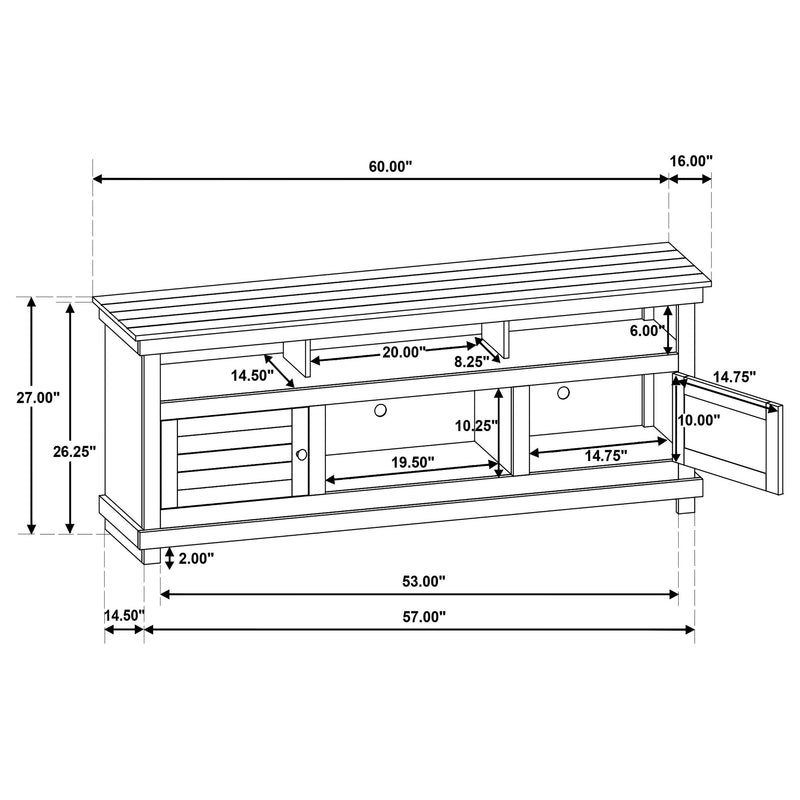 Payne 60-inch TV Stand Media Console Distressed Brown - 710042