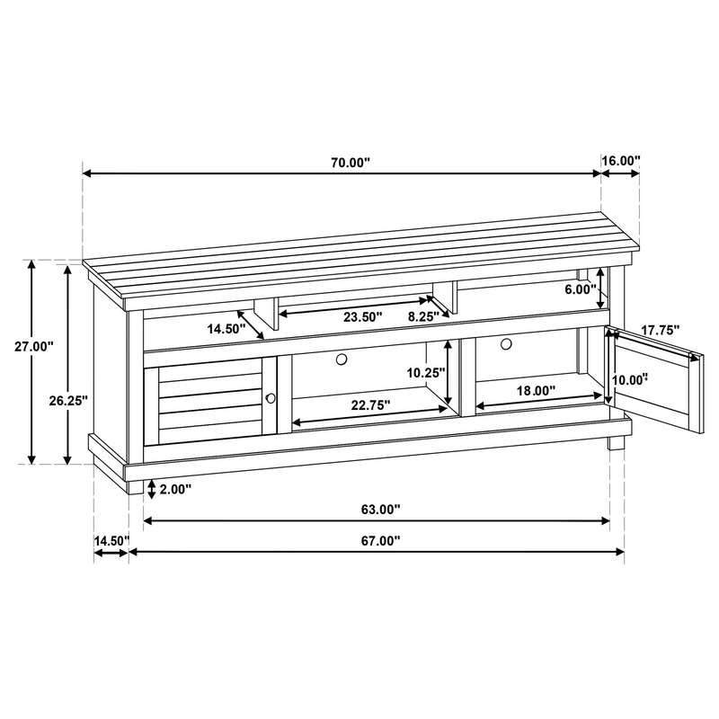 Payne 70-inch TV Stand Media Console Distressed White - 710053