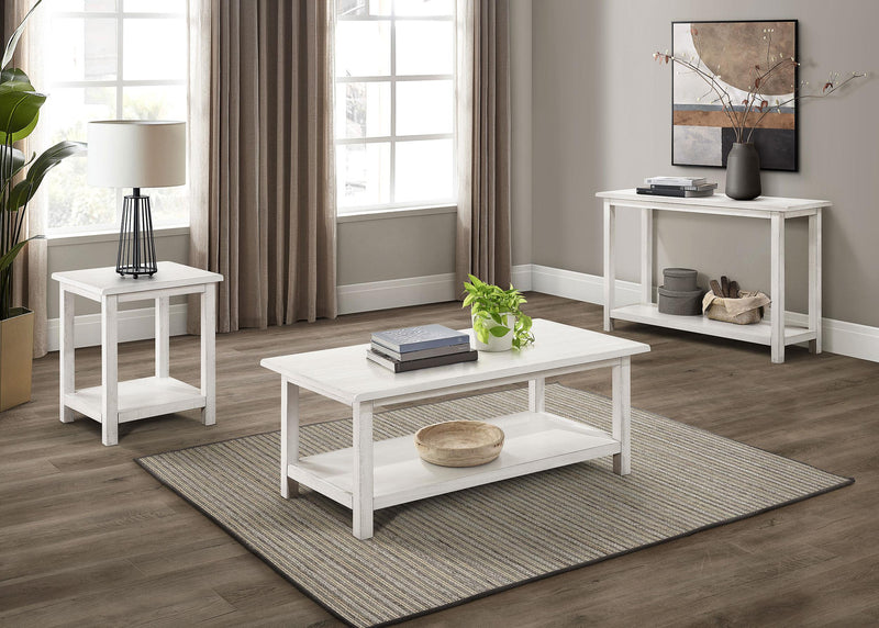 Payne Wood End Table with Shelf Distressed White - 710556