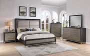 Payson Black/Brown Queen Upholstered Panel Bed - Gate FurnitureQueen Bed