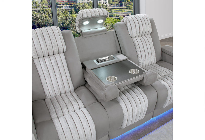 U8000 Grey Pwr Rec Sofa/Pwr Console Rec Loveseat W/Phr - U8000-GREY P2-PRS/PCRLS