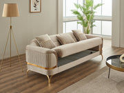 Pedro 3-pieces (Sofa & Loveseat & Chair) Livingroom in Beige - 200-SIM-PED-VELVET260-321