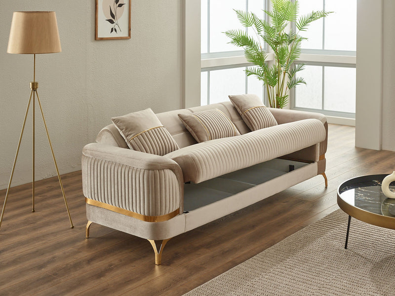 Pedro 3-pieces (Sofa & Loveseat & Chair) Livingroom in Grey - 200-SIM-PED-VELVET412-321