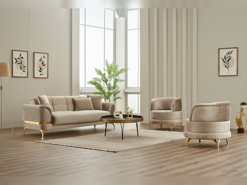 Pedro Chair in Beige - 200-SIM-PED-VELVET260-B