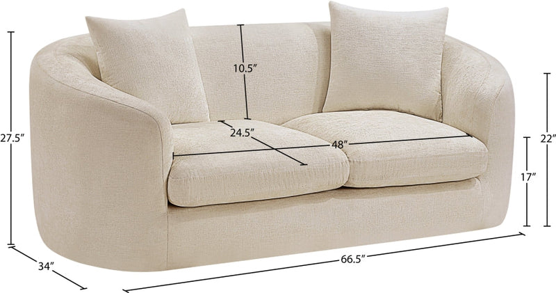 Penelope 66.5" Chenille Fabric Upholstered Upholstered Loveseat in Beige - 44073Beige-L