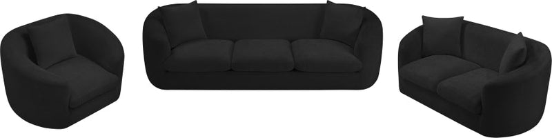 Penelope 66.5" Chenille Fabric Upholstered Upholstered Loveseat in Black - 44073Black-L