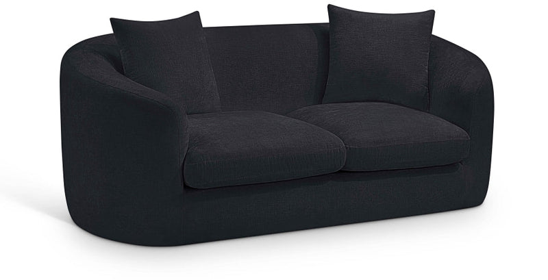 Penelope 66.5" Chenille Fabric Upholstered Upholstered Loveseat in Black - 44073Black-L