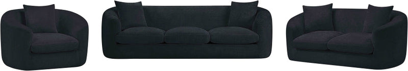Penelope 66.5" Chenille Fabric Upholstered Upholstered Loveseat in Black - 44073Black-L