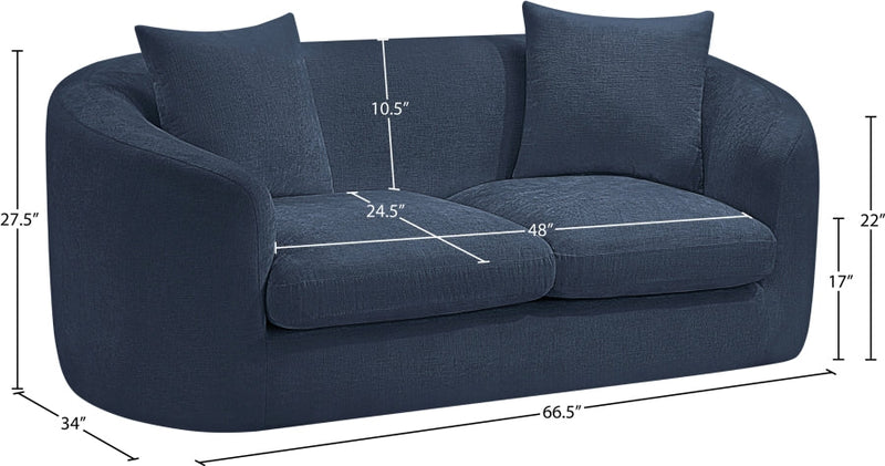 Penelope 66.5" Chenille Fabric Upholstered Upholstered Loveseat in Blue - 44073Navy-L