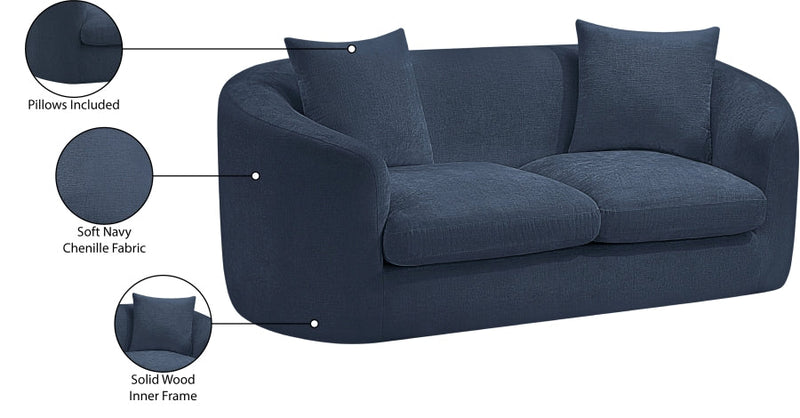 Penelope 66.5" Chenille Fabric Upholstered Upholstered Loveseat in Blue - 44073Navy-L