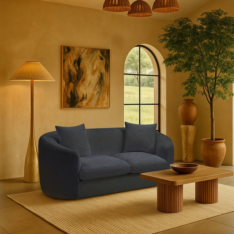 Penelope 66.5" Chenille Fabric Upholstered Upholstered Loveseat in Blue - 44073Navy-L