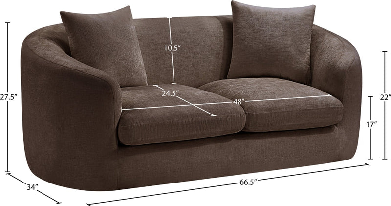 Penelope 66.5" Chenille Fabric Upholstered Upholstered Loveseat in Brown - 44073Brown-L