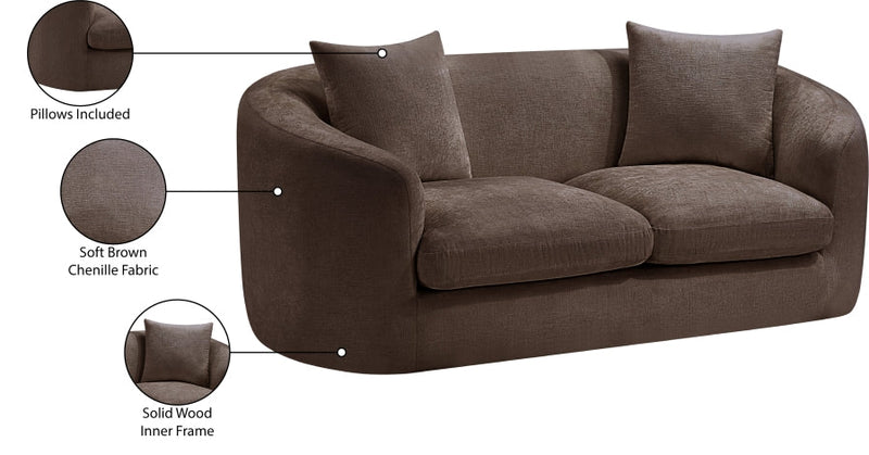 Penelope 66.5" Chenille Fabric Upholstered Upholstered Loveseat in Brown - 44073Brown-L