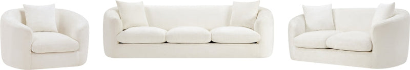 Penelope 66.5" Chenille Fabric Upholstered Upholstered Loveseat in Cream - 44073Cream-L