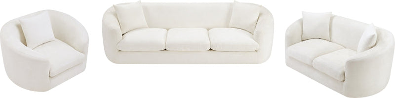 Penelope 66.5" Chenille Fabric Upholstered Upholstered Loveseat in Cream - 44073Cream-L