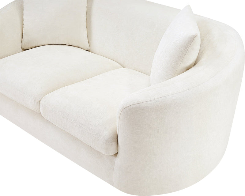 Penelope 66.5" Chenille Fabric Upholstered Upholstered Loveseat in Cream - 44073Cream-L