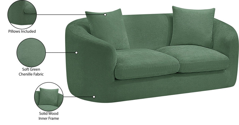 Penelope 66.5" Chenille Fabric Upholstered Upholstered Loveseat in Green - 44073Green-L