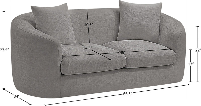 Penelope 66.5" Chenille Fabric Upholstered Upholstered Loveseat in Grey - 44073Grey-L
