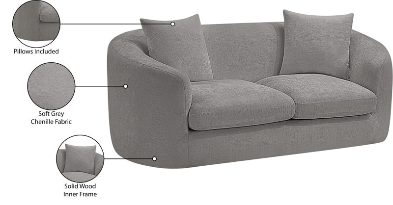 Penelope 66.5" Chenille Fabric Upholstered Upholstered Loveseat in Grey - 44073Grey-L