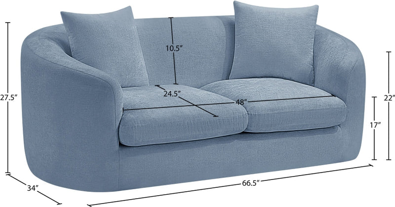 Penelope 66.5" Chenille Fabric Upholstered Upholstered Loveseat in Light Blue - 44073LtBlu-L