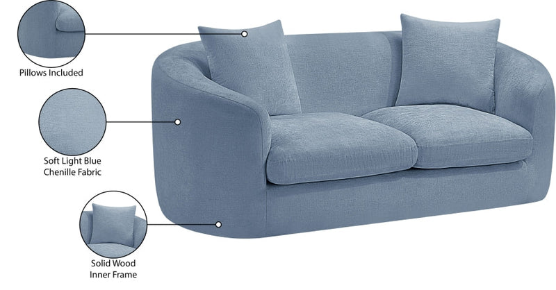 Penelope 66.5" Chenille Fabric Upholstered Upholstered Loveseat in Light Blue - 44073LtBlu-L