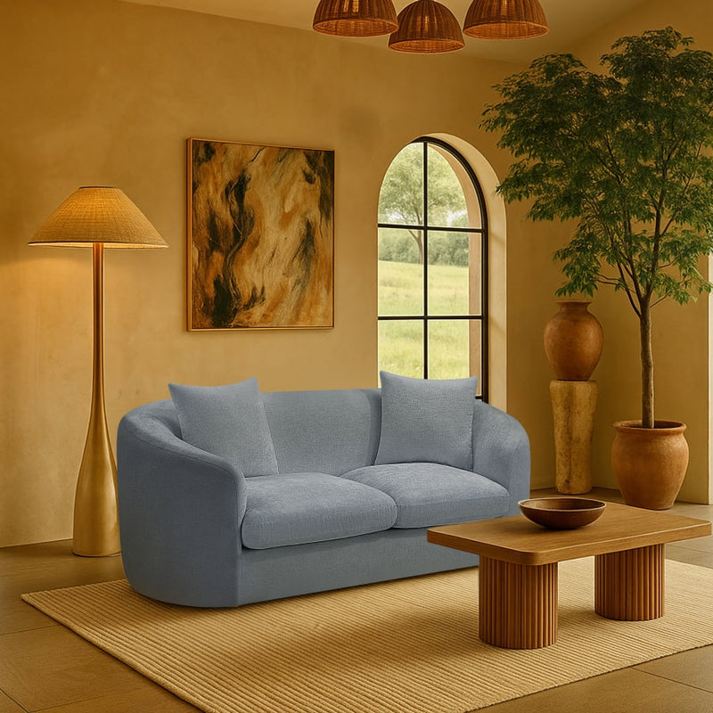 Penelope 66.5" Chenille Fabric Upholstered Upholstered Loveseat in Light Blue - 44073LtBlu-L