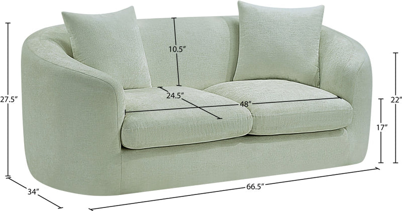 Penelope 66.5" Chenille Fabric Upholstered Upholstered Loveseat in Mint - 44073Mint-L