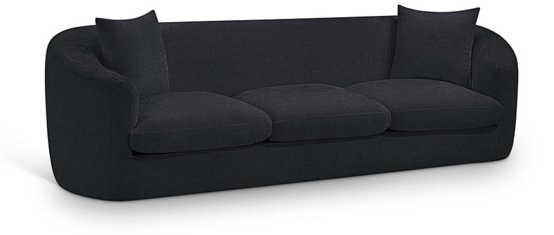Penelope 92.5" Chenille Fabric Upholstered Upholstered Sofa in Black - 44073Black-S