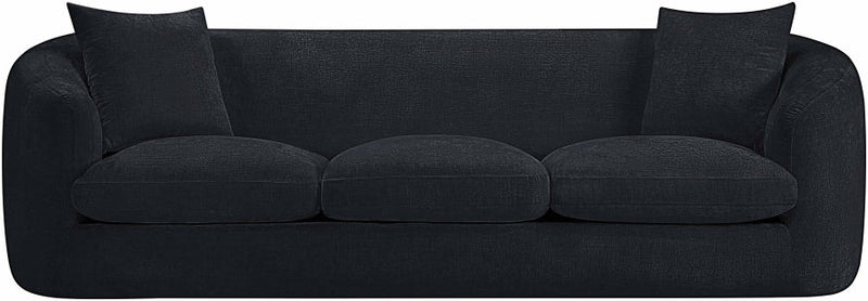 Penelope 92.5" Chenille Fabric Upholstered Upholstered Sofa in Black - 44073Black-S