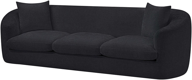 Penelope 92.5" Chenille Fabric Upholstered Upholstered Sofa in Black - 44073Black-S