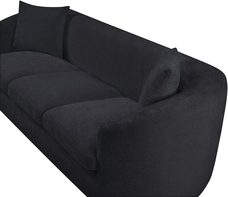 Penelope 92.5" Chenille Fabric Upholstered Upholstered Sofa in Black - 44073Black-S