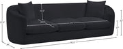 Penelope 92.5" Chenille Fabric Upholstered Upholstered Sofa in Black - 44073Black-S