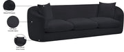 Penelope 92.5" Chenille Fabric Upholstered Upholstered Sofa in Black - 44073Black-S