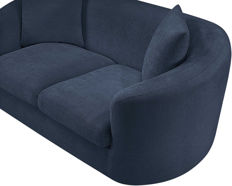 Penelope 92.5" Chenille Fabric Upholstered Upholstered Sofa in Blue - 44073Navy-S