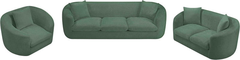 Penelope 92.5" Chenille Fabric Upholstered Upholstered Sofa in Green - 44073Green-S