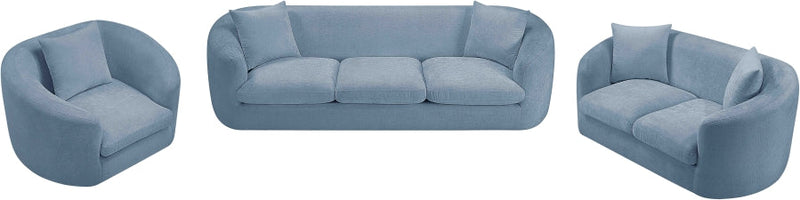 Penelope 92.5" Chenille Fabric Upholstered Upholstered Sofa in Light Blue - 44073LtBlu-S