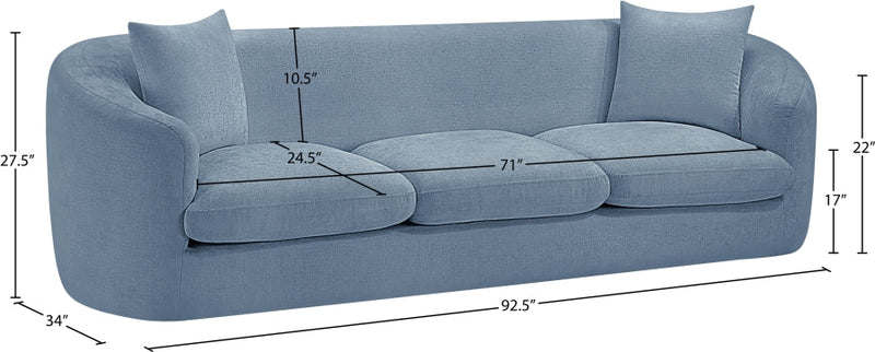 Penelope 92.5" Chenille Fabric Upholstered Upholstered Sofa in Light Blue - 44073LtBlu-S