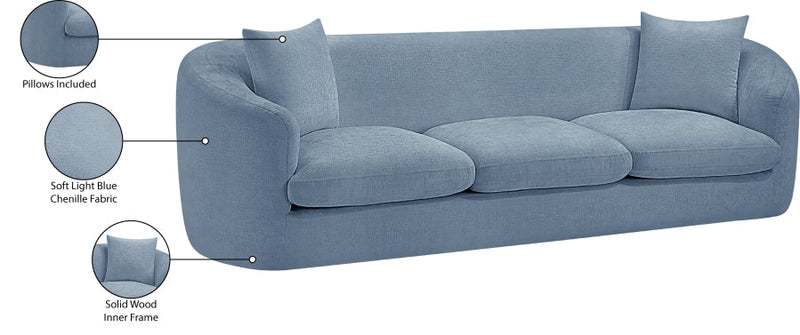 Penelope 92.5" Chenille Fabric Upholstered Upholstered Sofa in Light Blue - 44073LtBlu-S