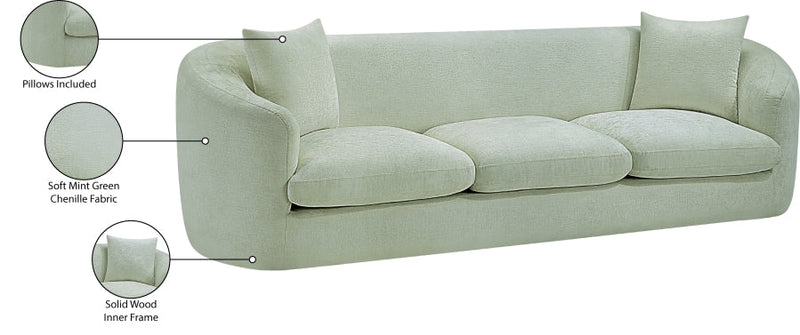 Penelope 92.5" Chenille Fabric Upholstered Upholstered Sofa in Mint - 44073Mint-S