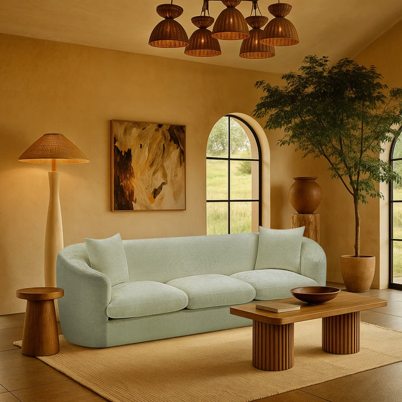 Penelope 92.5" Chenille Fabric Upholstered Upholstered Sofa in Mint - 44073Mint-S
