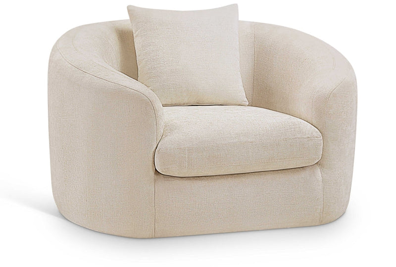 Penelope Chenille Fabric Upholstered Accent Chair in Beige - 44073Beige-C